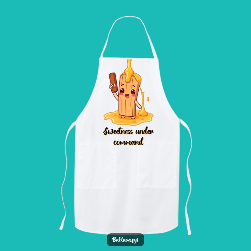Funny Cinnamon Stick Saluting Honey Apron: Cook Up Laughs with Comical Sweet Style