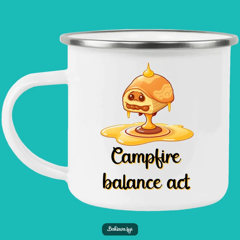 Funny Wobbly Baklava Enamel Mug - Rugged Balancing Camp Mug, Unique Gift