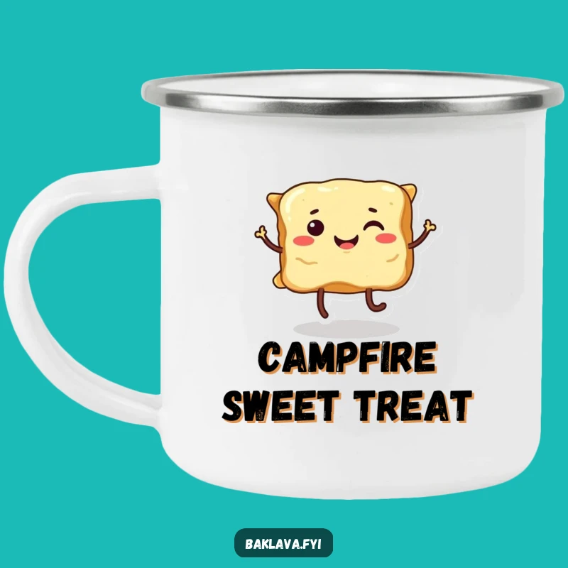 Funny Dancing Baklava Camping Mug: Sweet Adventure Outdoors