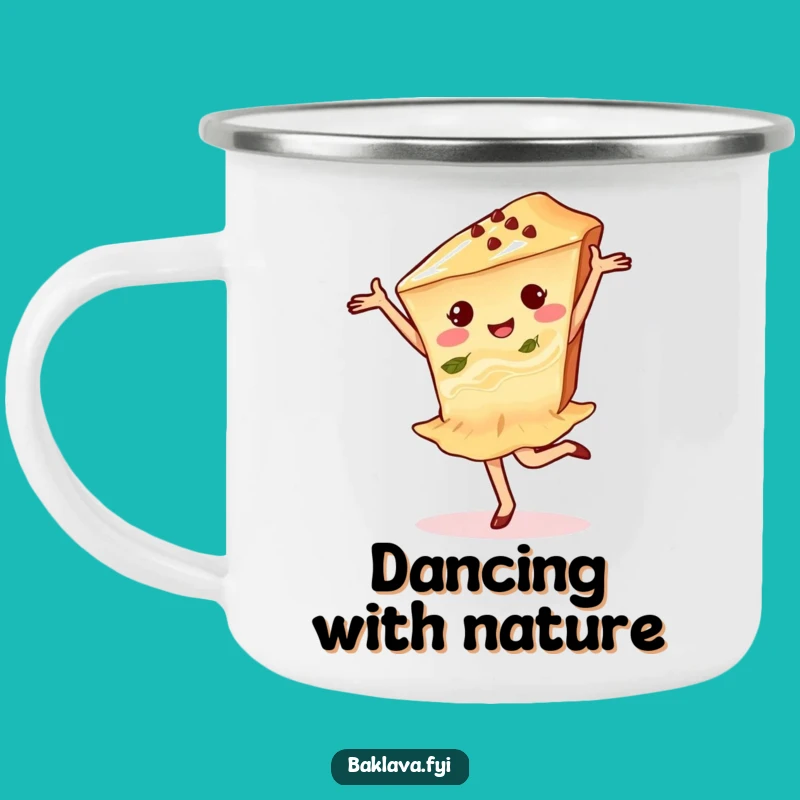 Funny Baklava Dancer Camping Mug: Delighted Pirouette Outdoors, Perfect Funny Gift