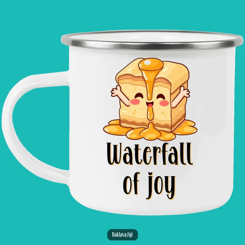 Funny Happy Baklava Enamel Mug - Sweet Syrup Camp Mug, Unique Gift