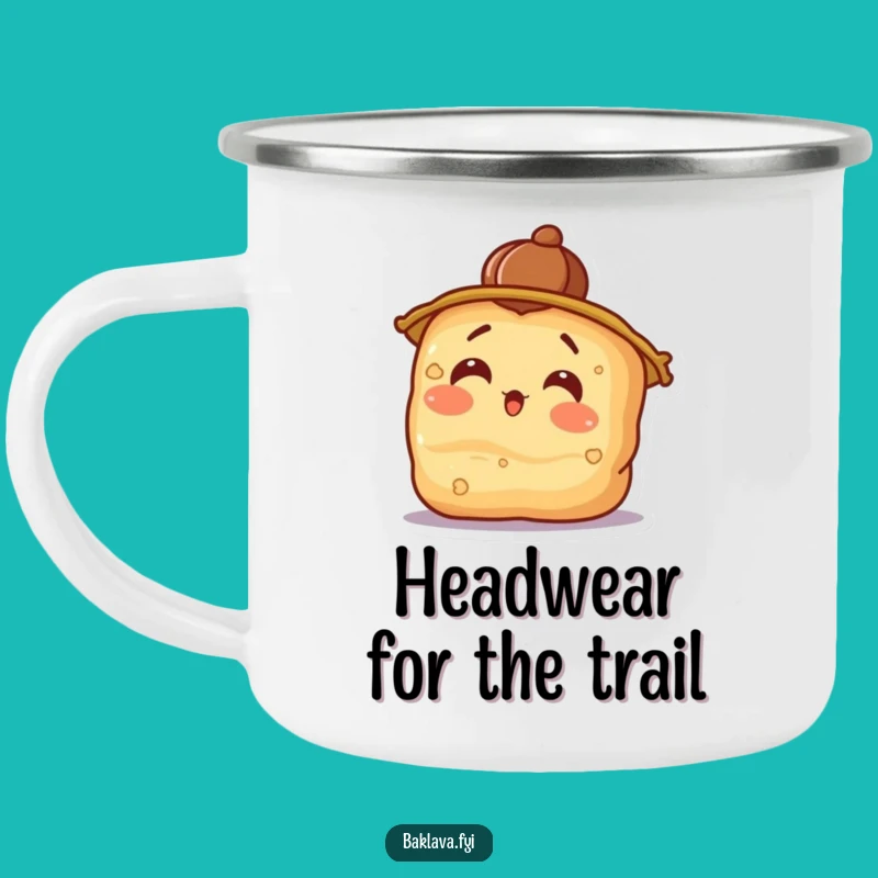 Funny Surprised Baklava Camping Mug with Walnut Hat - Adventure Humor