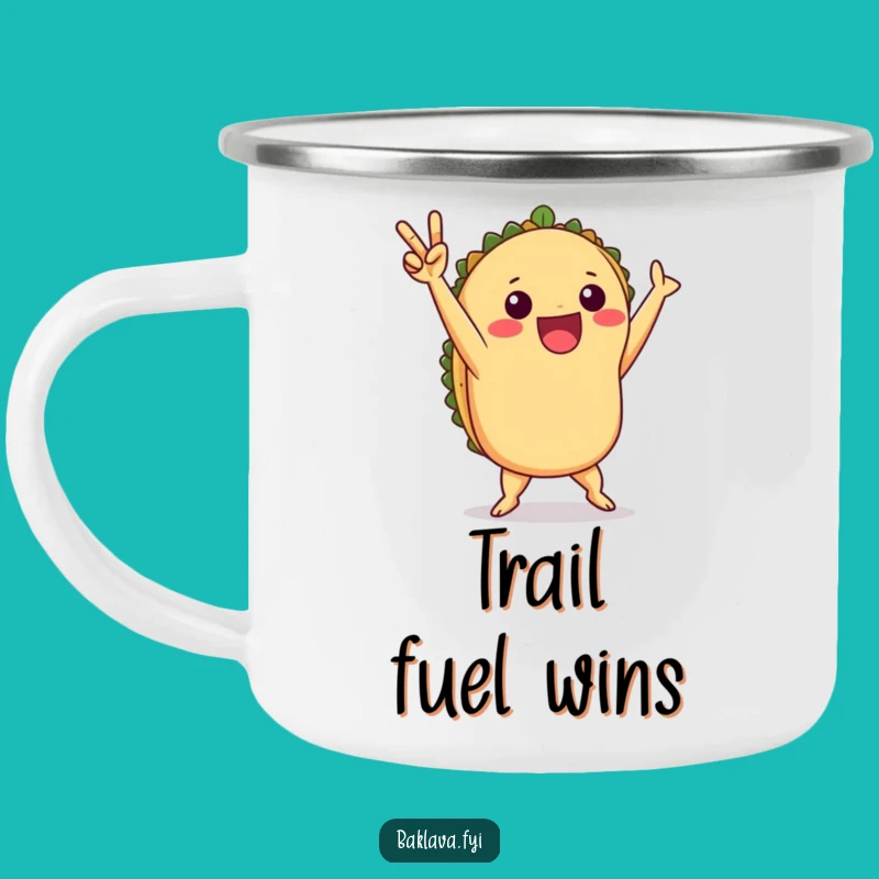 Funny Taco Victory Dance Camping Mug: Fiesta Sips Outdoors