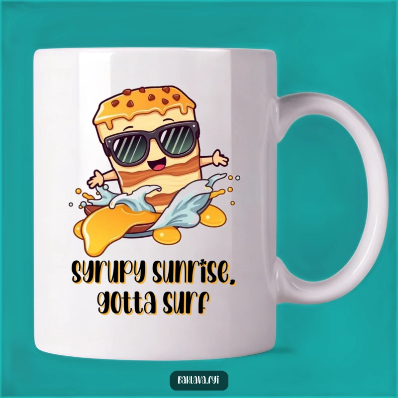 Funny Baklava Surf Mug: Cool Sunglasses Slice Riding Syrup Wave - Perfect Gift