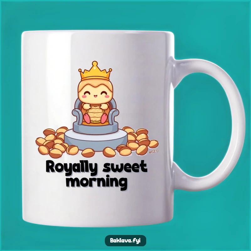 Funny Shy Baklava Crowned Mug - Regal Dessert Lover Funny Gift
