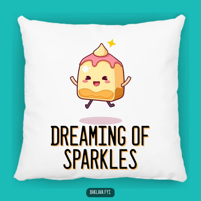 Funny Baklava Pillow: Whimsical Sparkly Slice Jumping, Cozy & Joyful Dessert Gift