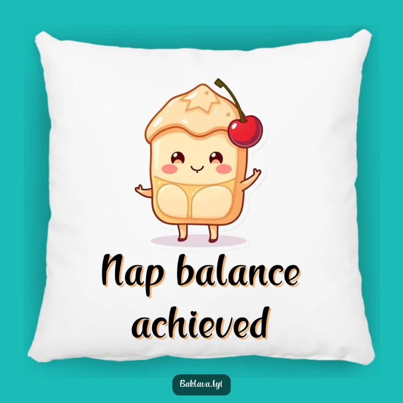 Funny Baklava Pillow: Happy Cherry Balancer, Cozy Sweet Dessert Gift