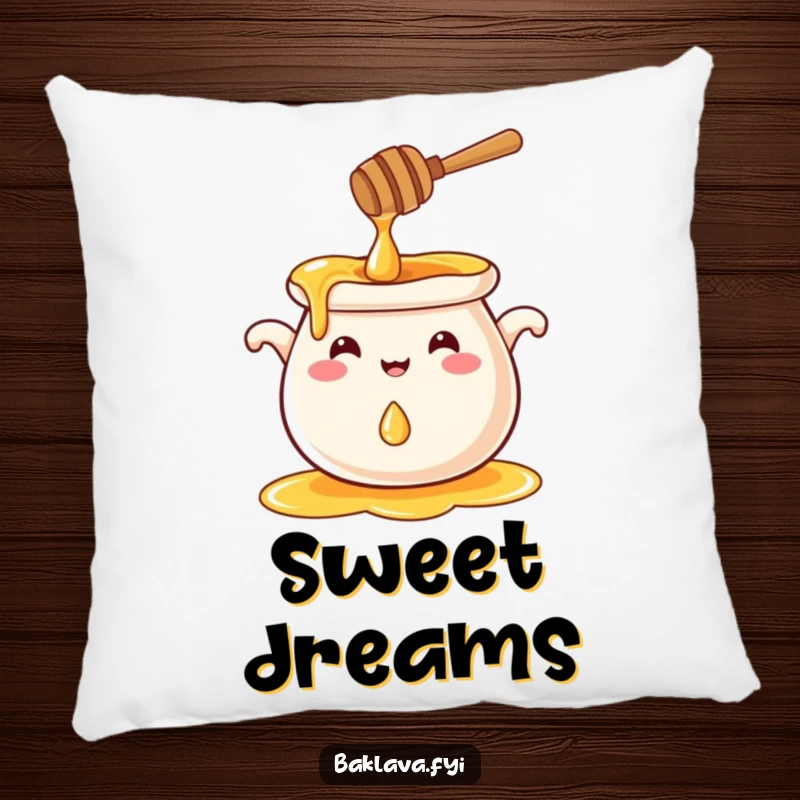 Funny smiling honey pot splashing a droplet, a soft and funny pillow.