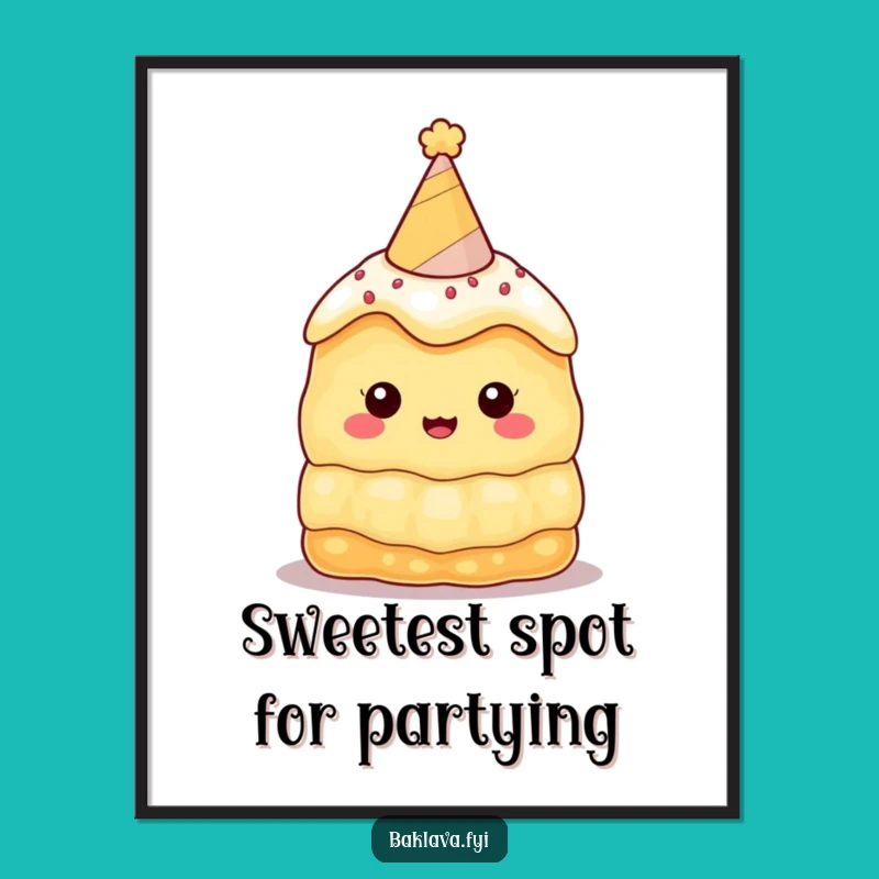 Funny Baklava Party Hat Digital Print: Sweet Wall Art for Instant Humor!