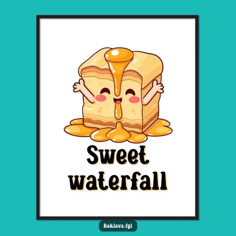 Funny Happy Baklava Digital Print - Instant Syrup Art, Great Gift