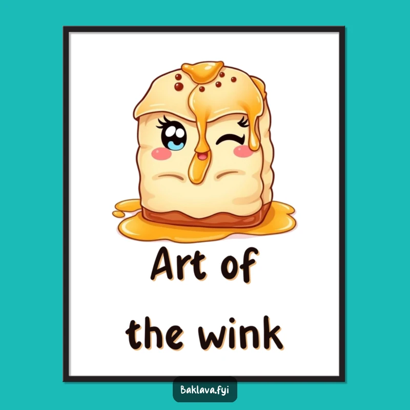Funny Winking Baklava Art Print: Almond Eyes Decor, Perfect Funny Gift for Walls