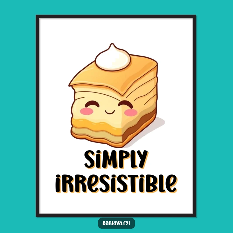 Funny Winking Baklava Digital Art - Instant Download Sweet Decor