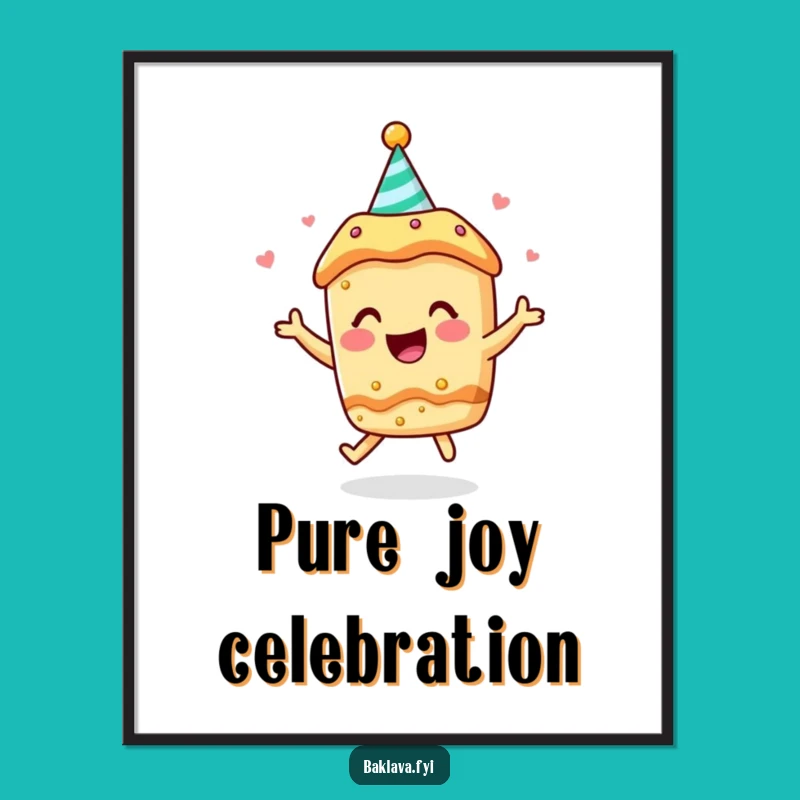 Funny Baklava Digital Art: Party Hat Bouncer - Instant Celebration Gift
