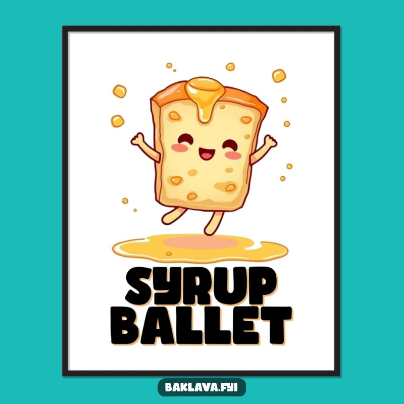 Funny Dancing Baklava Art Print: Sweet Moves for Your Digital Space