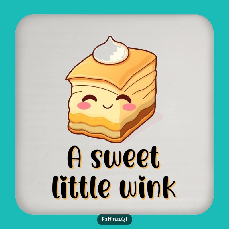 Funny Winking Baklava Coaster - Protect Surfaces with Sweet Charm