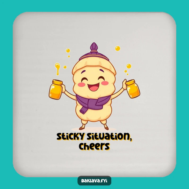 Funny Baklava Coaster: Honey Juggler - Protect Surfaces Gift
