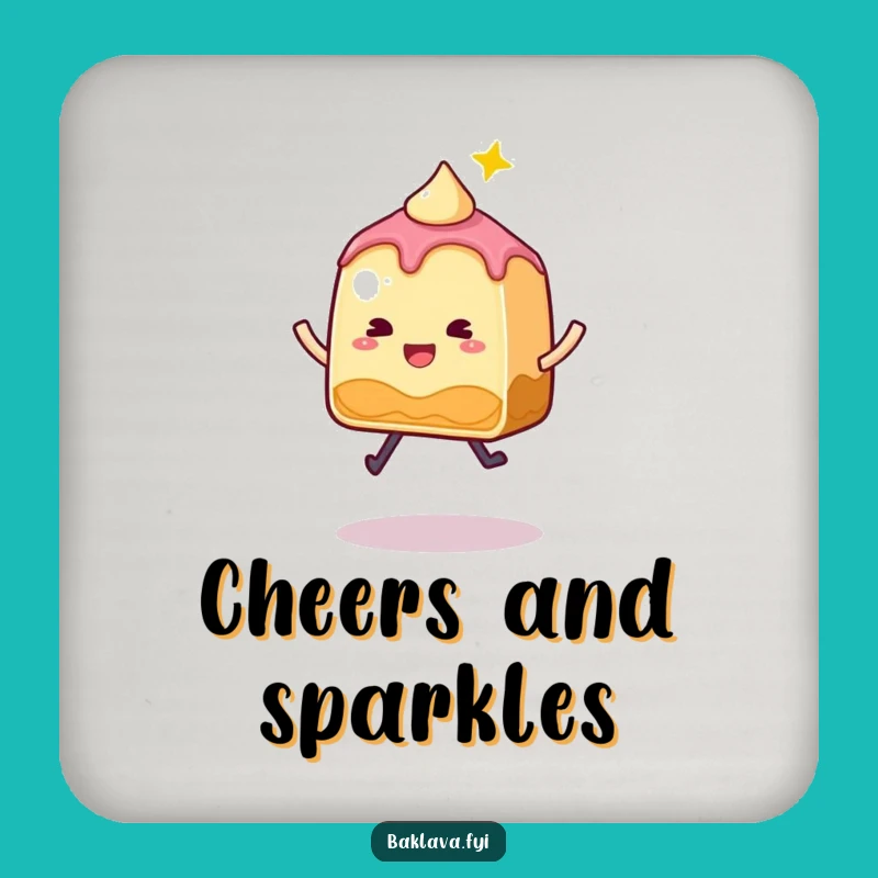 Funny Baklava Coaster: Whimsical Sparkly Slice Jumping, Protect Surfaces Sweetly Gift