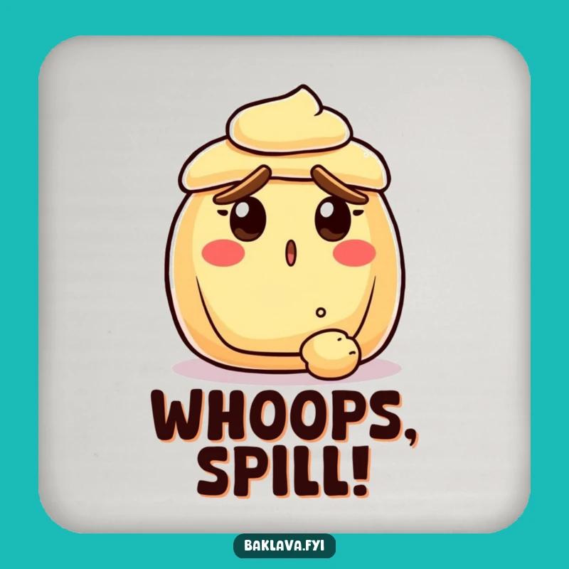 Funny Surprised Pastry Drink Coaster - Crumb Drama Table Decor