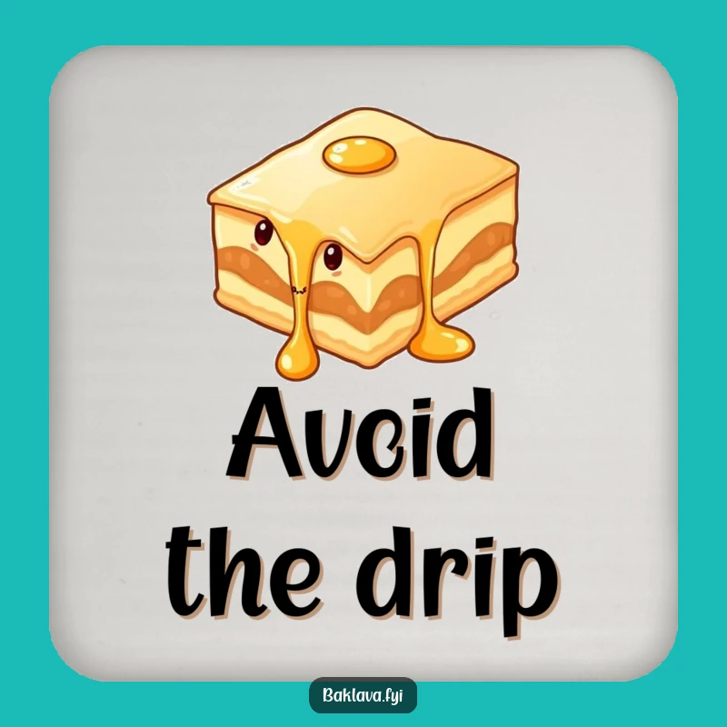 Funny Wiggling Baklava Coaster - Protect Surfaces with Drippy Dessert Humor