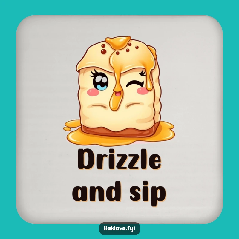 Funny Winking Baklava Coaster: Almond Eyes Protection, Perfect Funny Gift