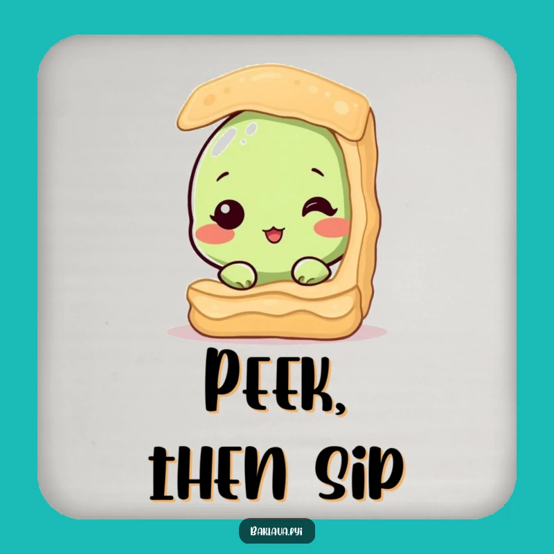 Funny Shy Pistachio Baklava Coaster: Hidden Nut Protects Surfaces, Perfect Funny Gift