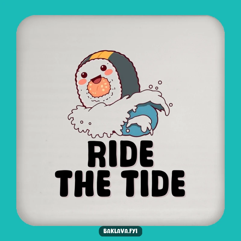 Funny Sushi Roll Wave Drink Coaster: Protect Surfaces with Hilarious Art