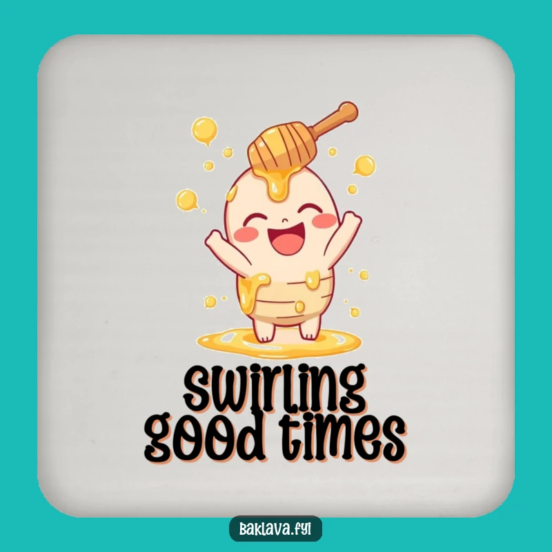 Funny Honey Dipper Coaster - Laughing Swirls Drink Protection & Gift