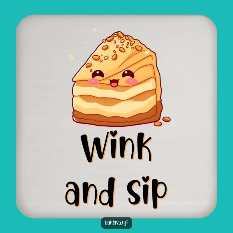 Funny Winking Baklava Coaster: Sweet Protection with a Wink
