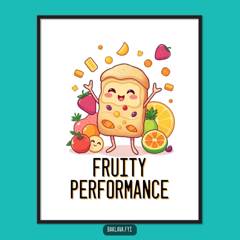 Funny Baklava Juggling Candied Fruits Poster - Whimsical Wall Art Decor