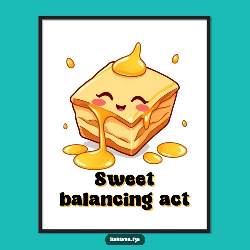 Funny Baklava Juggling Honey Poster - Art That Drips with Humor