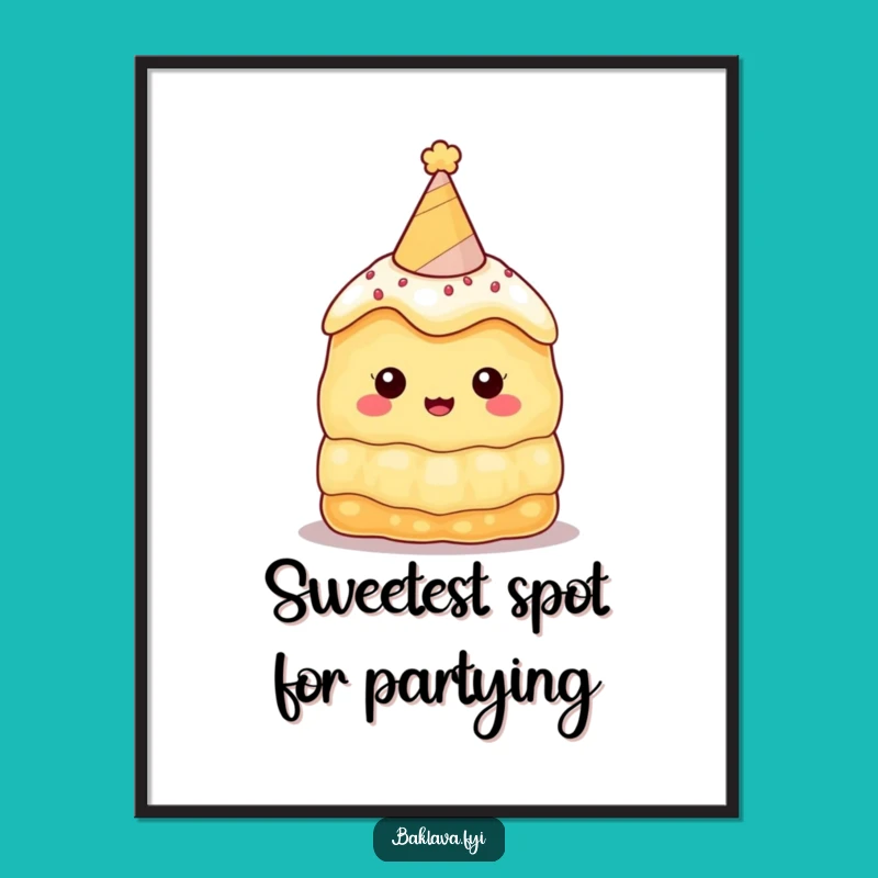 Funny Baklava Party Hat Poster: A Sweet & Hilarious Piece of Wall Art!