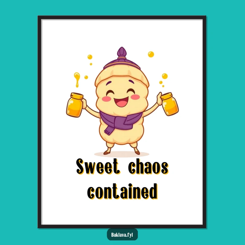Funny Baklava Poster: Honey Jar Juggler Art - Wall Decor Gift