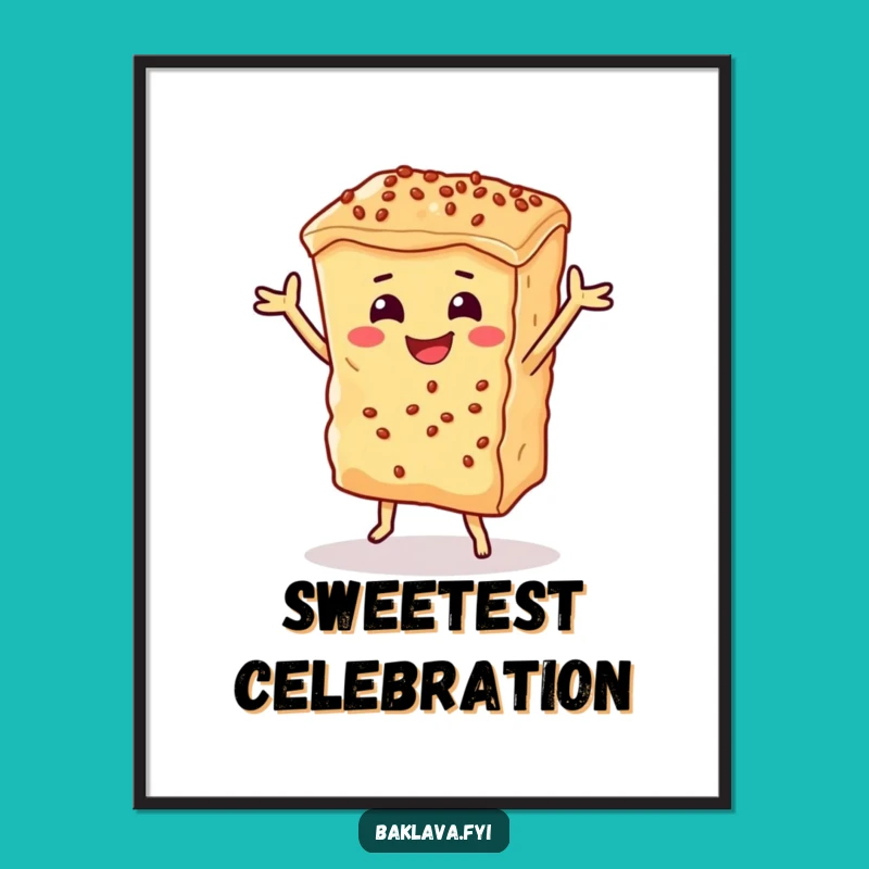 Funny Dancing Baklava Poster - Sweet Dessert Art with Joyful Humor