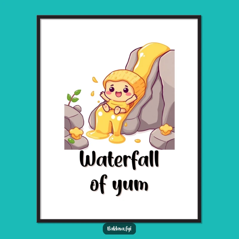 Funny Honey Waterfall Baklava Poster: Sweet Art Print Gift!