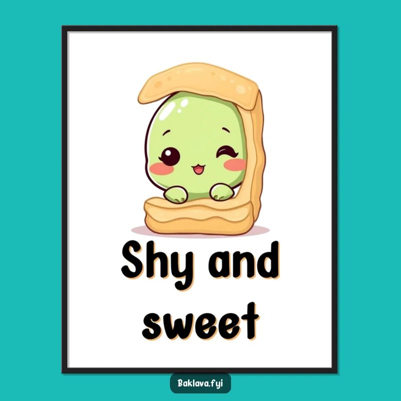 Funny Shy Pistachio Baklava Poster: Cute Hidden Nut Art, Inspiring Funny Gift