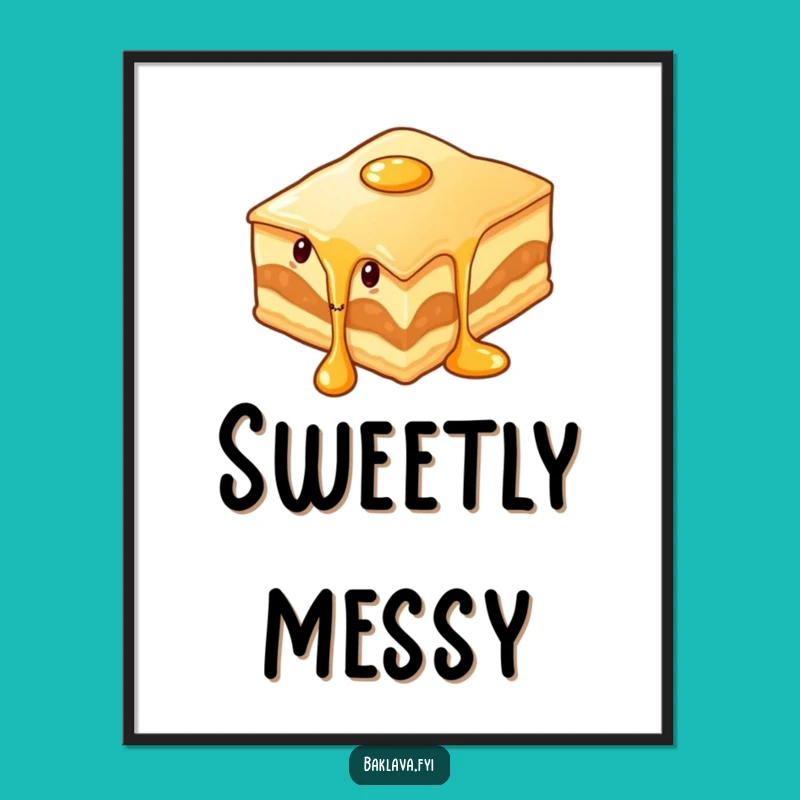 Funny Wiggling Baklava Poster - Dripping Dessert Art with Saucy Humor