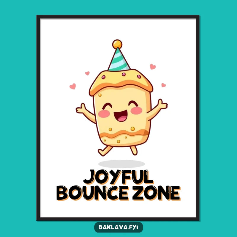 Funny Baklava Poster: Party Hat Joyful Bouncer - Festive Wall Art Gift