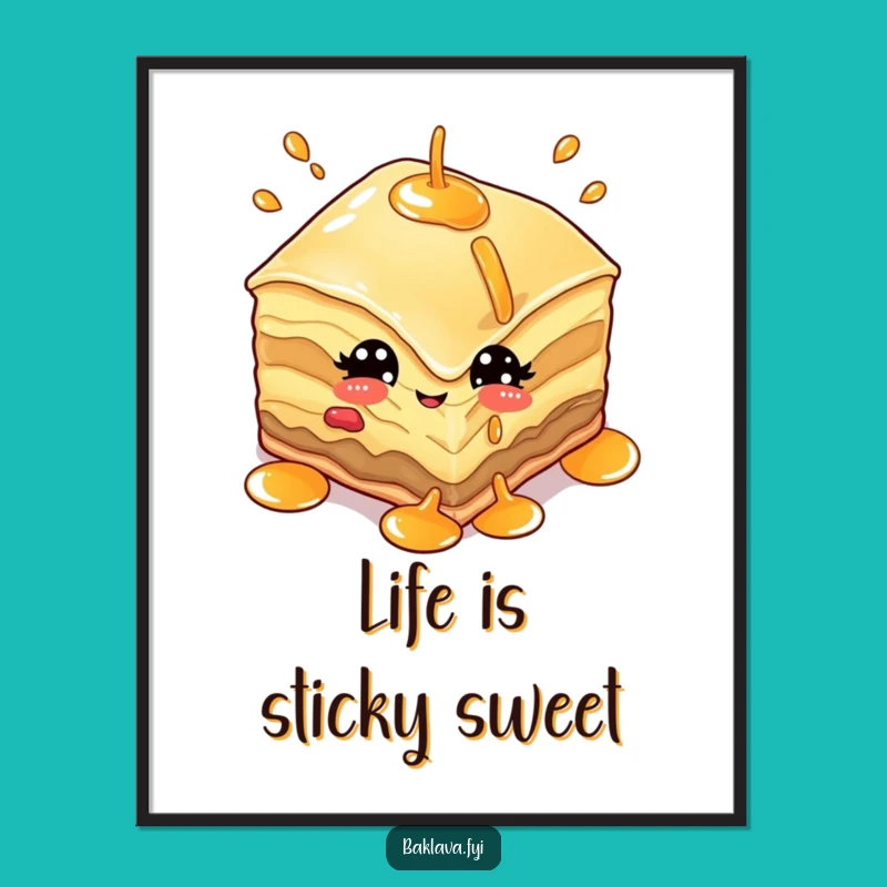 Funny Baklava Dessert Poster: Witty Character Art for Sweet Spaces