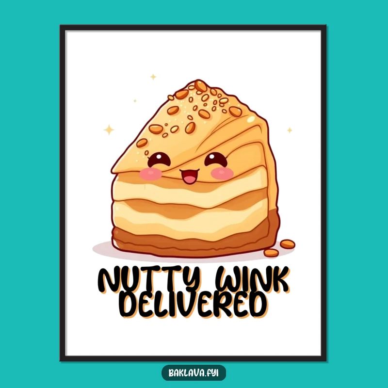 Funny Winking Baklava Poster: Sweet Art with a Wink