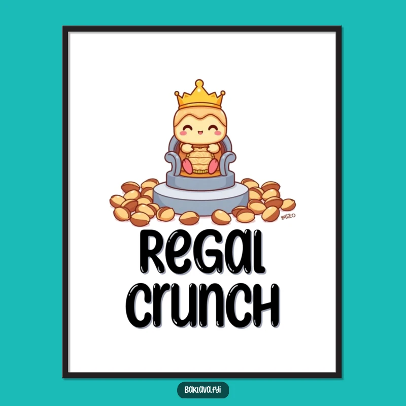 Funny Shy Baklava Crowned Poster - Whimsical Regal Wall Art