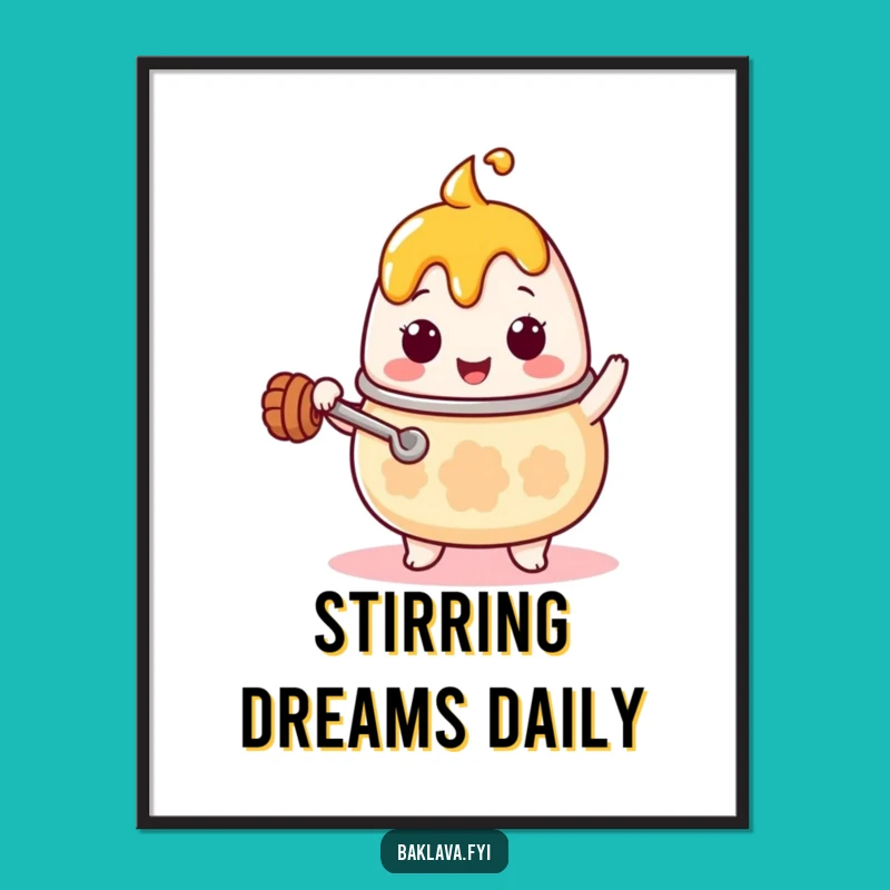 Funny Kawaii Honey Pot Stirring Poster - Humorous Wall Art for Sweet Spaces