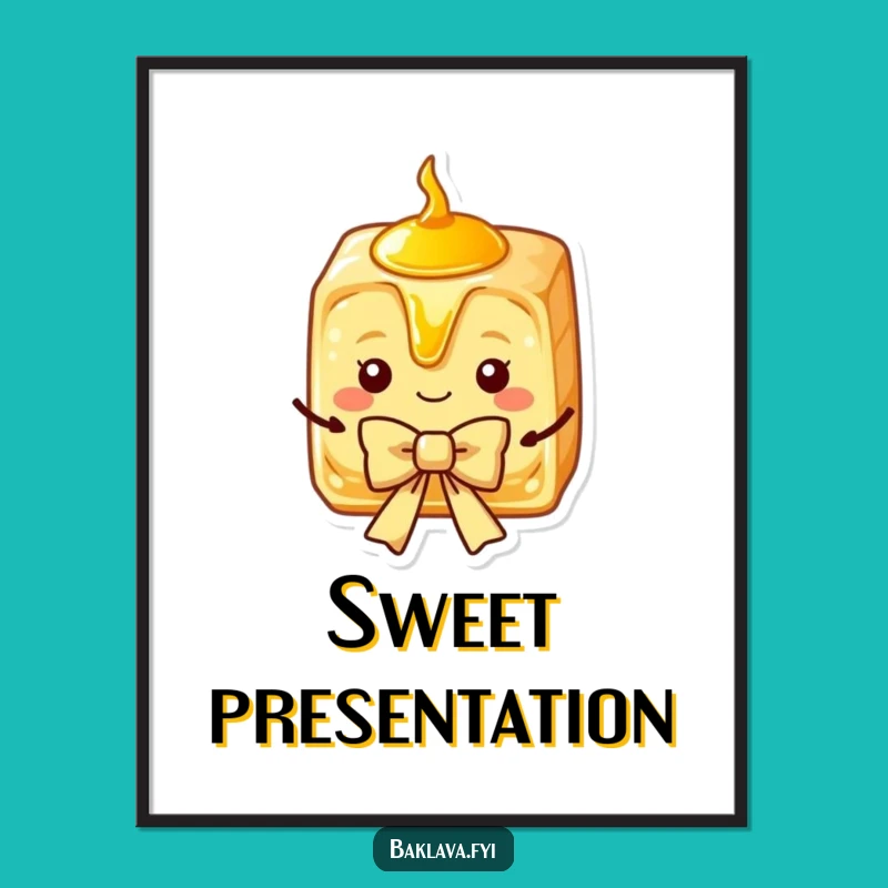 Funny Baklava Poster: Charming Syrup Slice Bow, Sweet Wall Art Gift