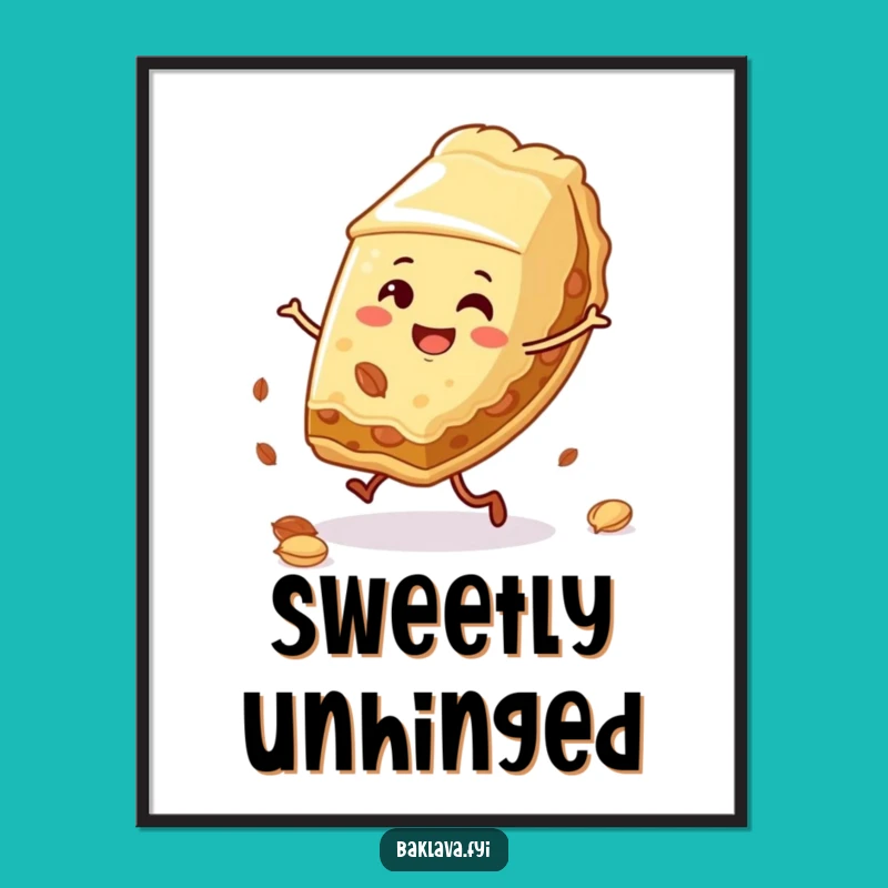 Funny Baklava Cartwheel Poster: Hilarious Dessert Art Print Gift!