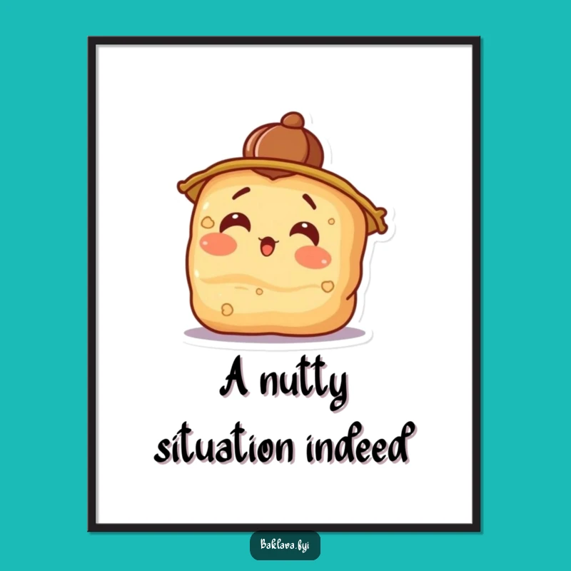 Free Printable Funny Baklava Art: Surprised Dessert Downloadable Wall Art, DIY Gift Idea