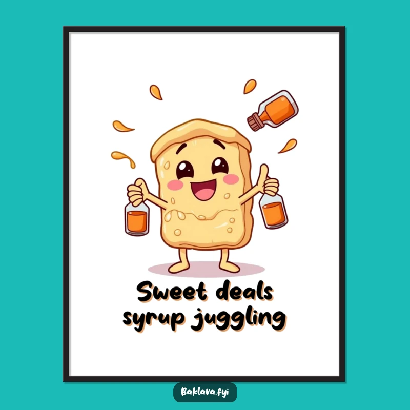 Free Printable Funny Wall Art: Juggling Baklava Sweet Decor Downloadable