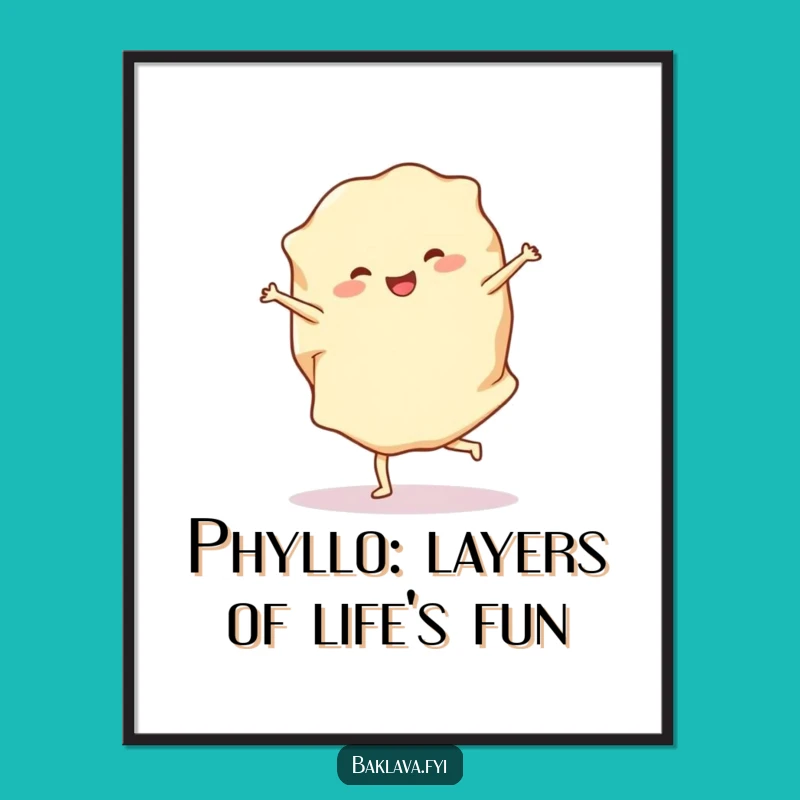 Free Printable Phyllo Dough Wall Art: Funny Cartwheel Dessert Downloadable Art Print