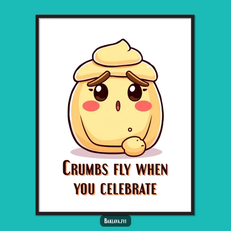 Free Printable Surprised Pastry Wall Art - Comedic Foodie Downloadable Decor