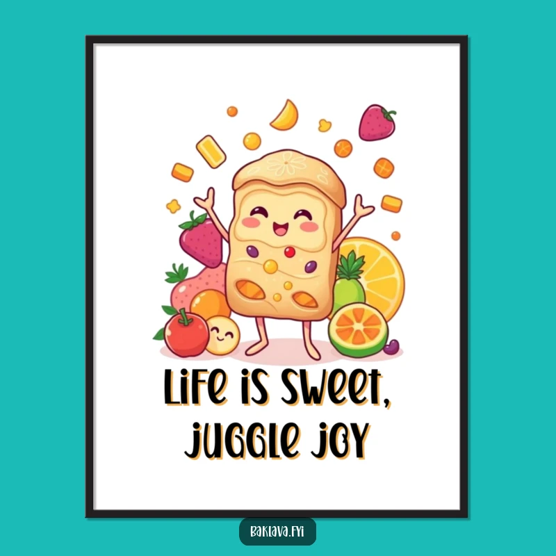 Free Printable Wall Art: Funny Juggling Baklava - Whimsical Downloadable Decor