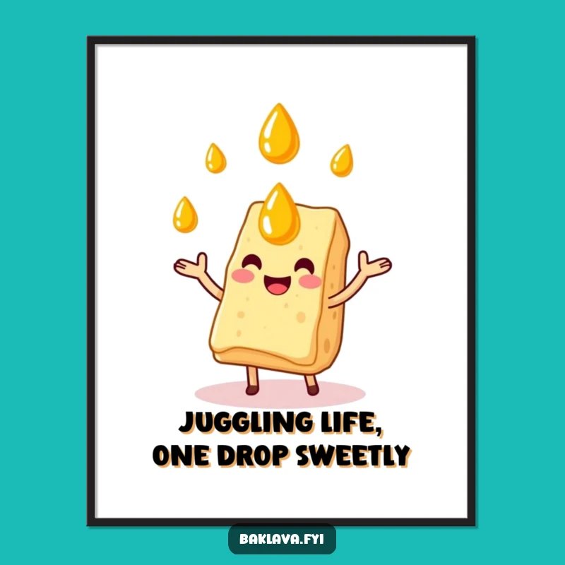 Free Printable Juggling Baklava Wall Art - Funny Dessert Downloadable Decor!