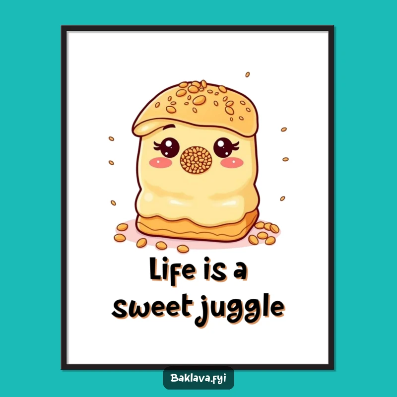 Free Printable Wall Art: Baklava Juggler, Whimsical Downloadable Decor Gift!